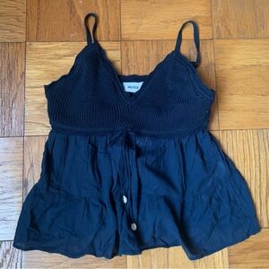 Hollister Crochet-Style Fabric Mix Top (Size Large)